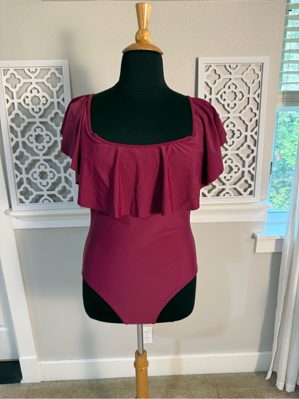 Ruffled Off-Shoulder One-Piece Swimsuit